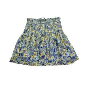 Ramy Brook Blue and Yellow Floral A-Line Skirt